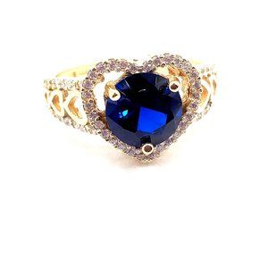 14k REAL GOLD halo ring  heart cut CZ Size 7.5